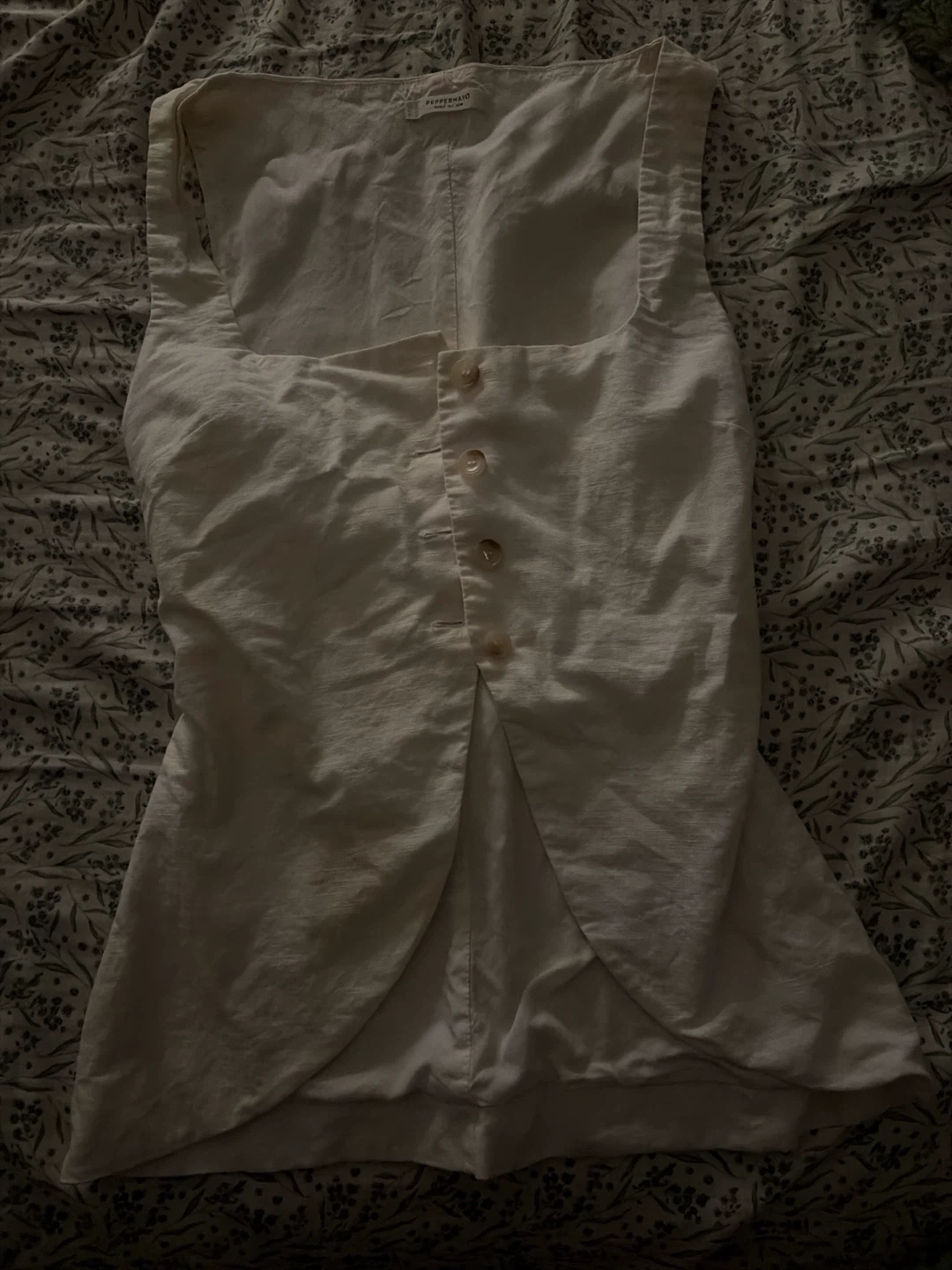 Peppermayo White Button-Up Vest Top