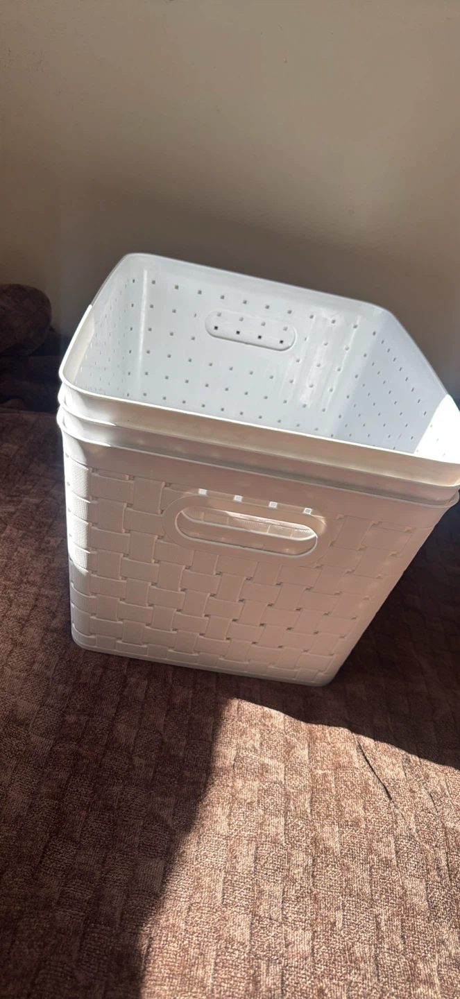 Set of 3 white plastic storage baskets - photo 3