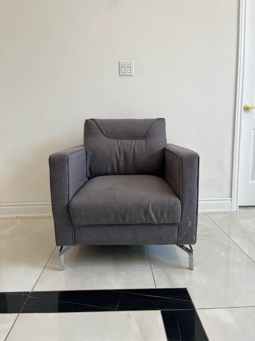 Dark Grey Fabric Sofa and Armchair Set - photo 2