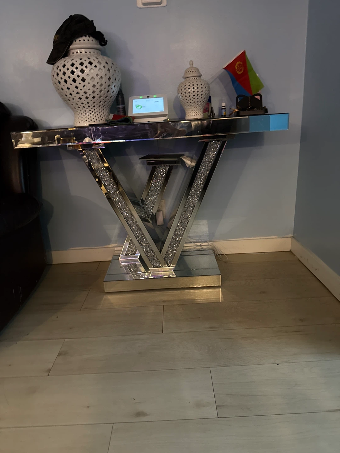 Mirrored V-Shape Console Table
