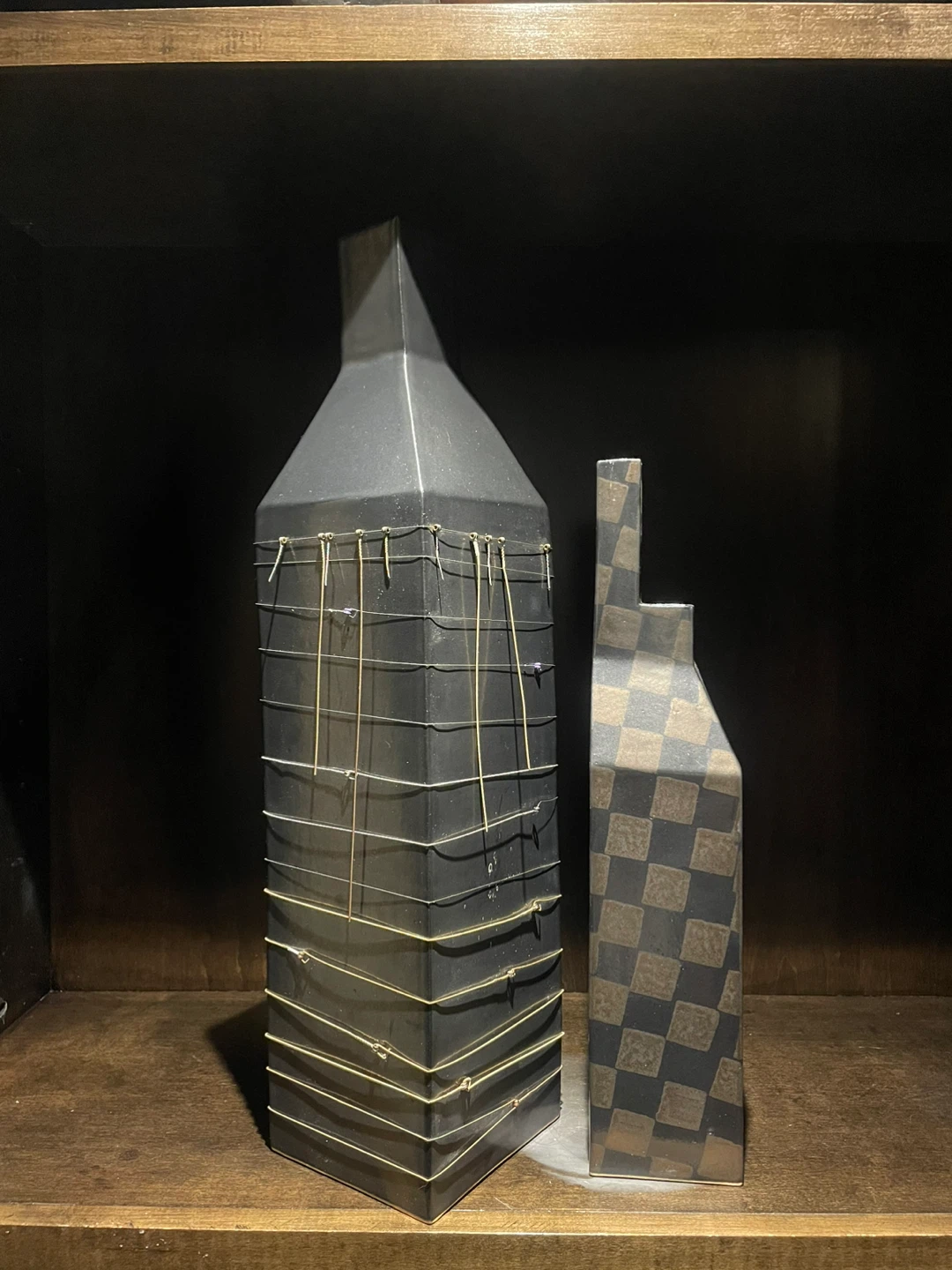 Two decorative tall ceramic vases