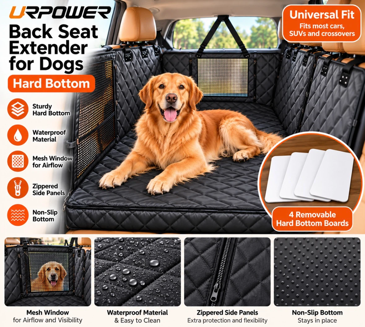 New URPOWER Dog Back Seat Extender – Hard Bottom