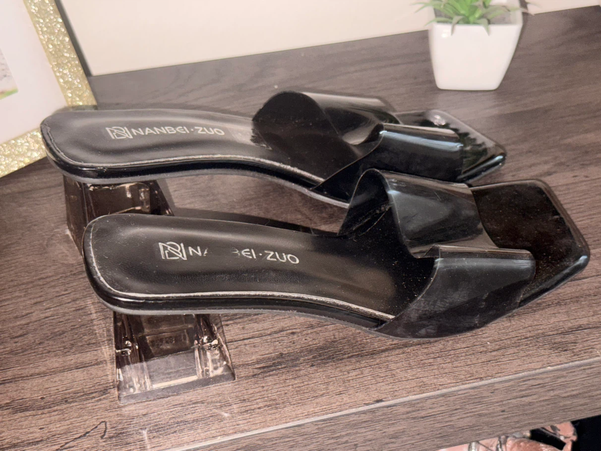 Black Clear Heel Sandals