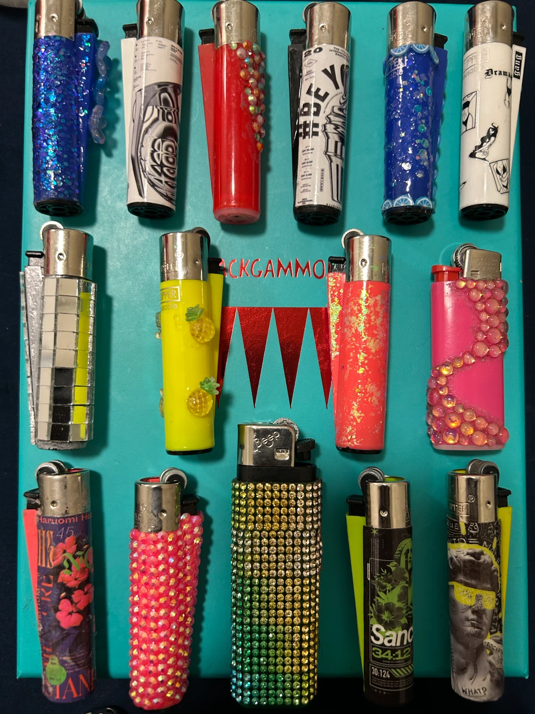 Assorted custom decorative lighters