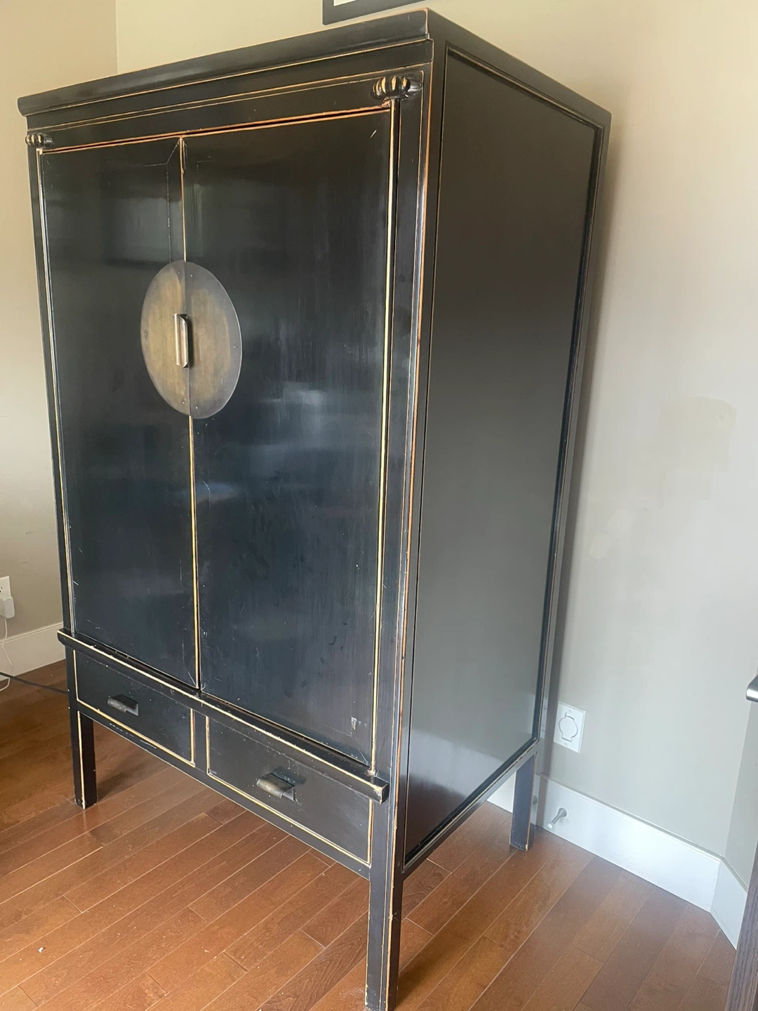 Vintage Black Chinese Style Armoire