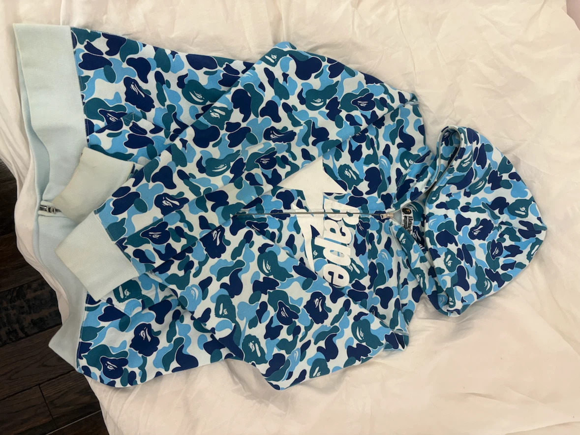 A Bathing Ape Blue Camo Full Zip Hoodie