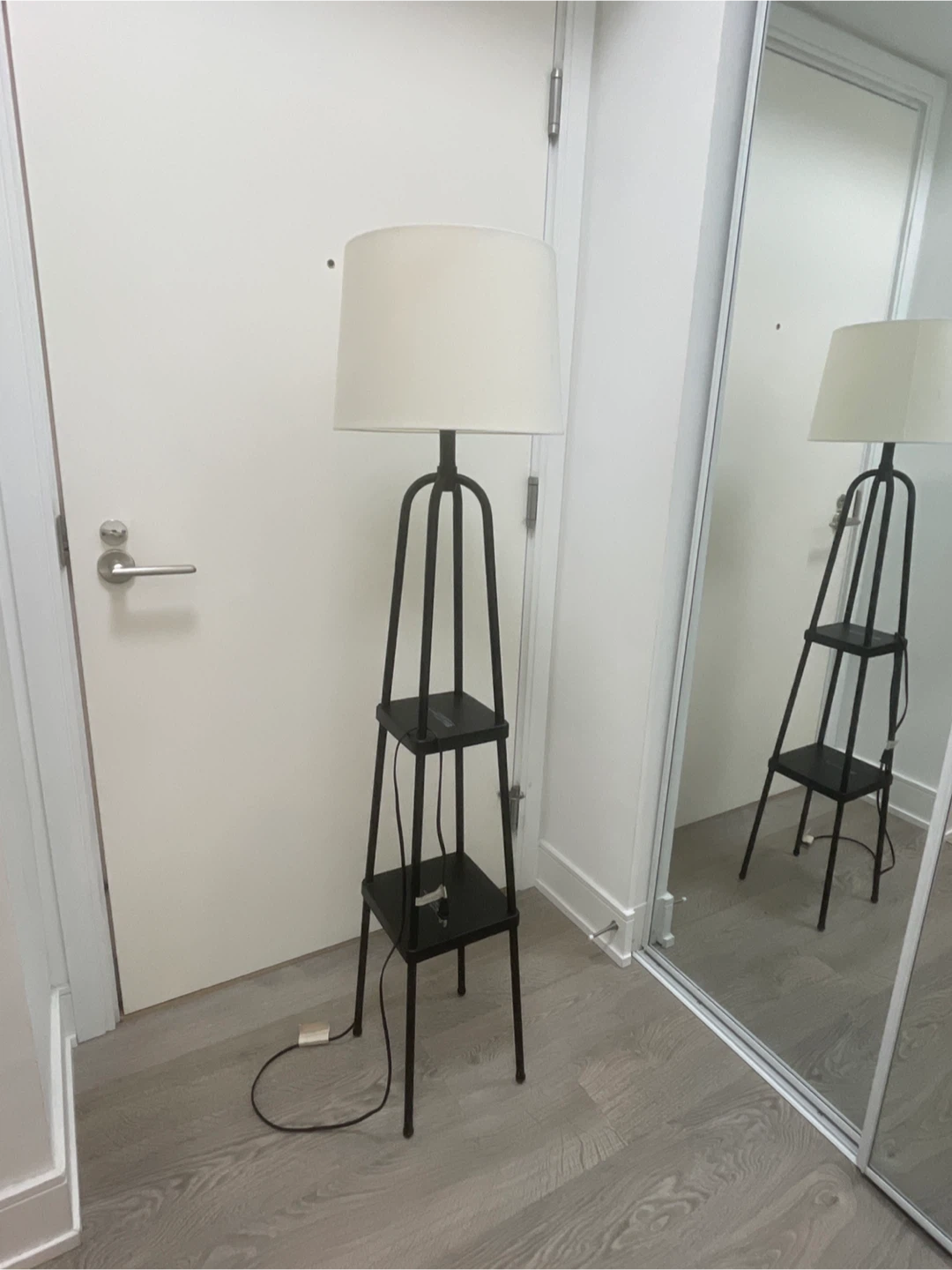 Black frame Floor Lamp with Shelves