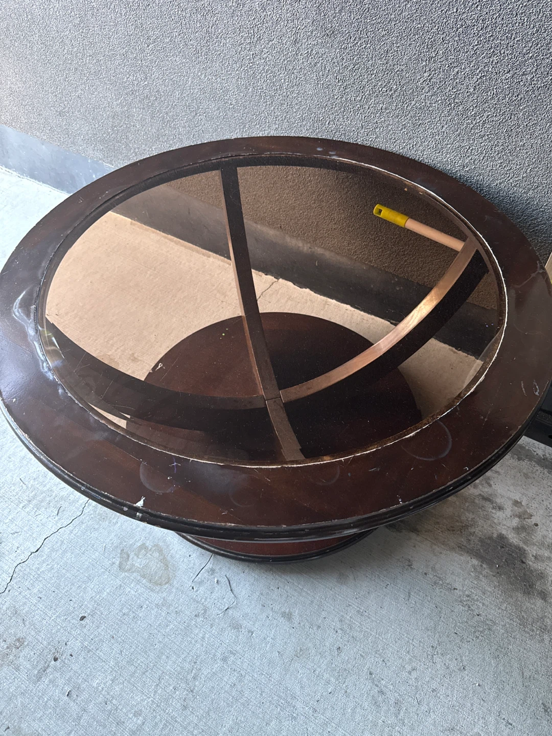 Round Wood and Glass Coffee Table