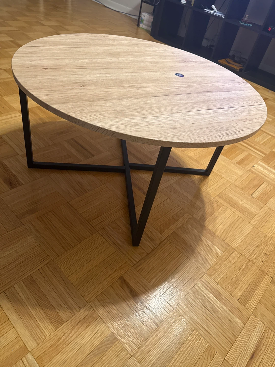 Round Wood-Look Coffee Table - photo 2