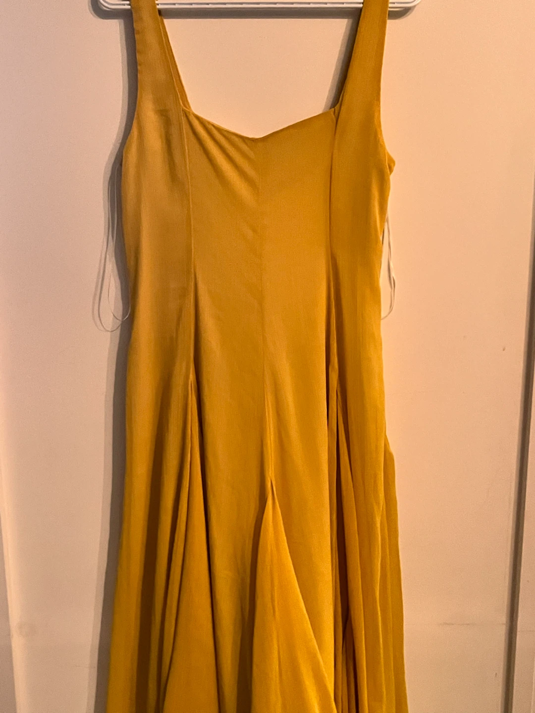 Zara Women Yellow Crepe Midi Dress