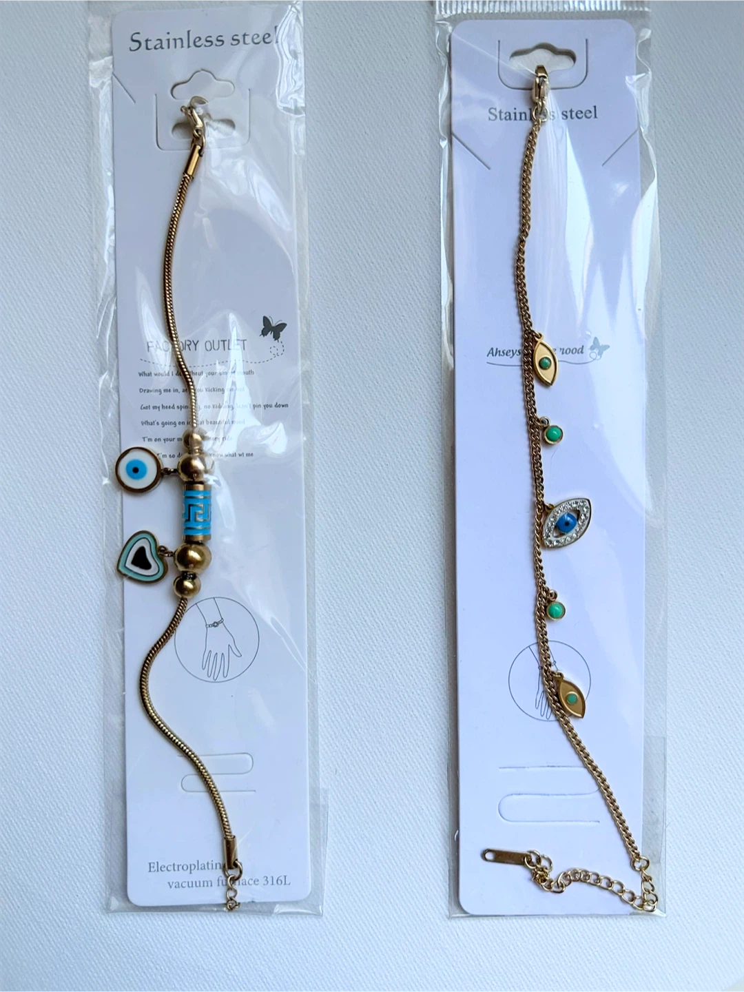 Two Stainless Steel Evil Eye Bracelets - photo 2