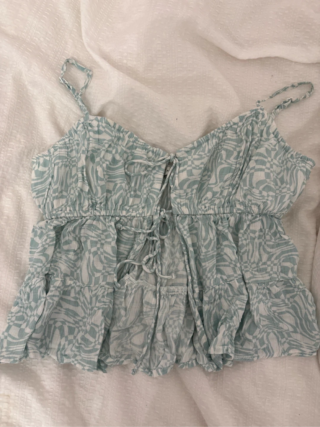American Eagle Light Blue Patterned Cami Top