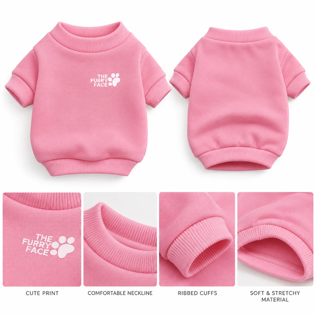 The Furry Face Pink Pet Sweatshirt