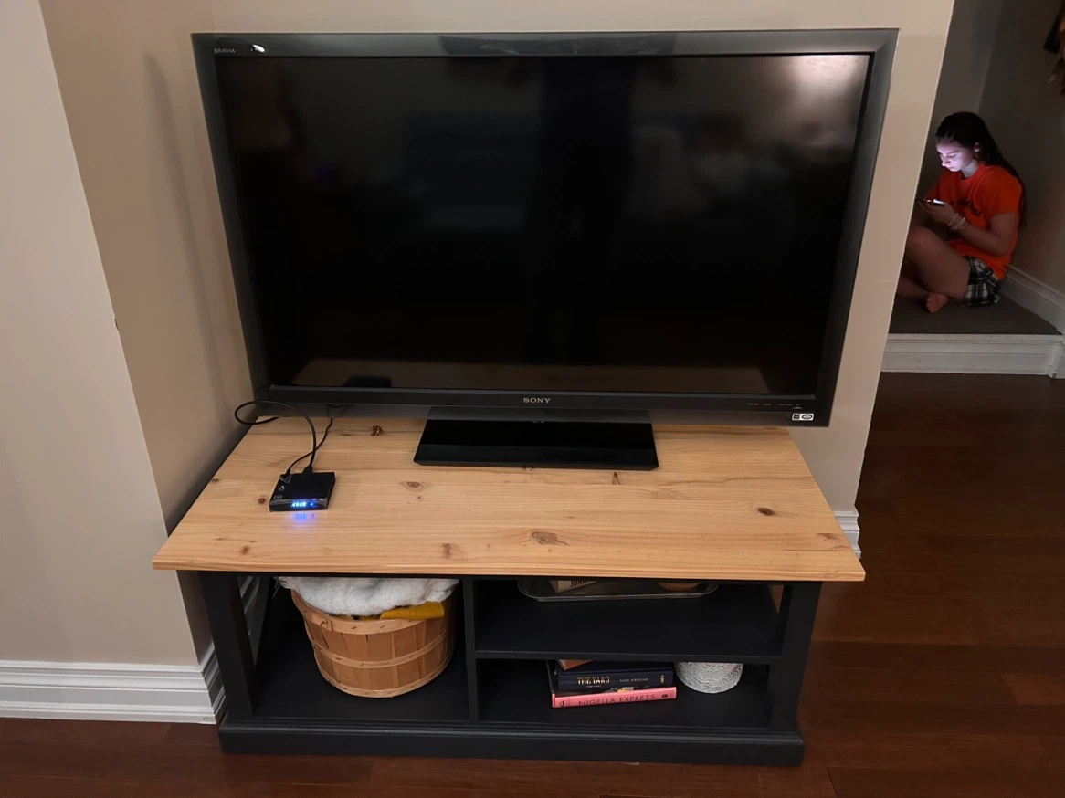 Rustic Wood and Black TV Stand - photo 2