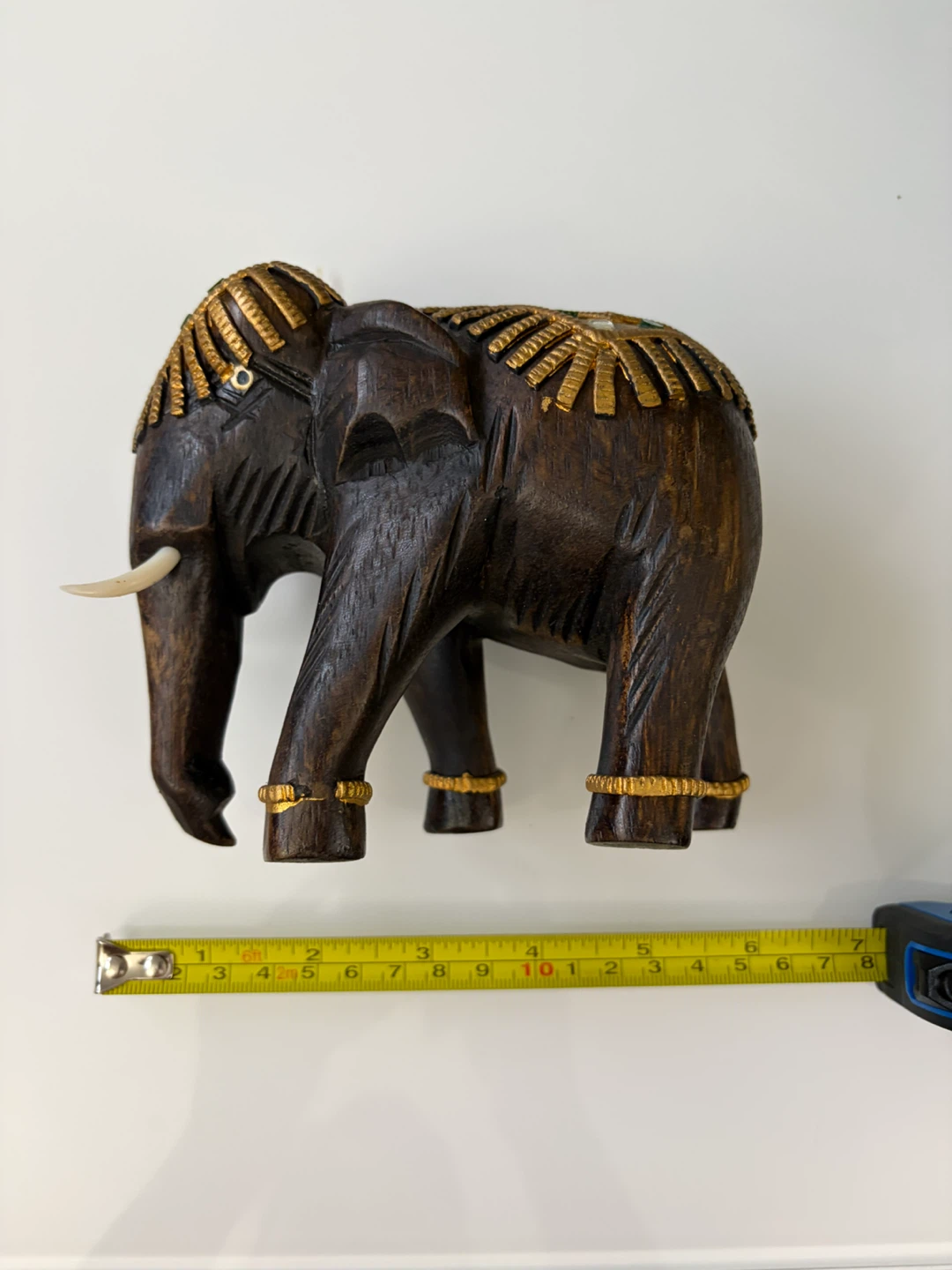 Vintage Thai Carved Wood Elephant Figurine - photo 4