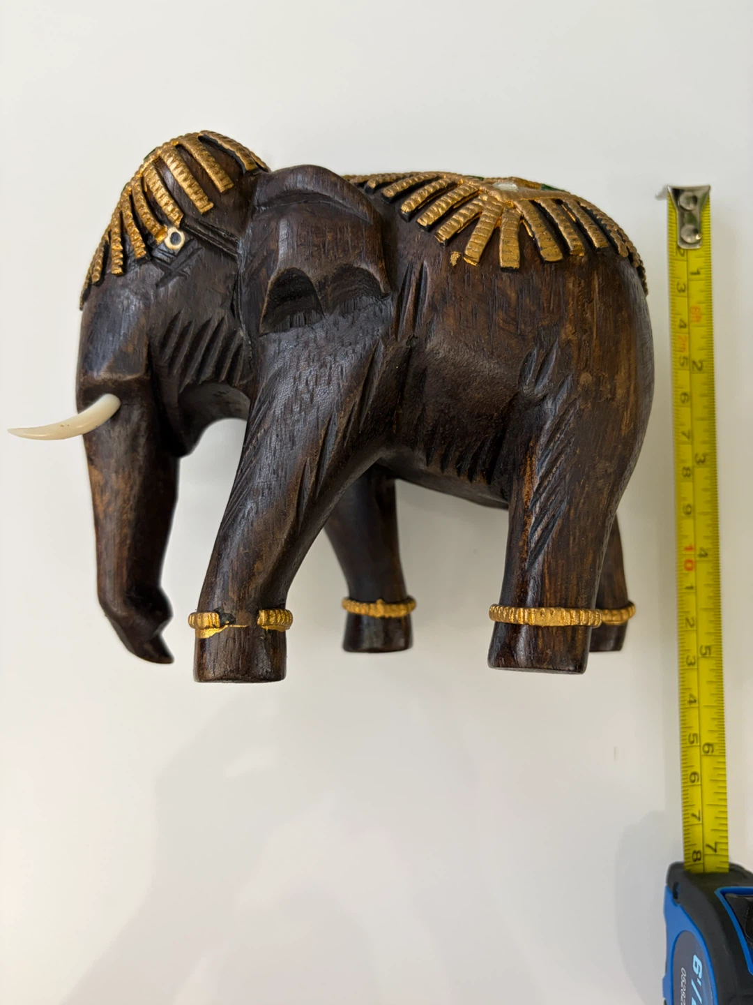 Vintage Thai Carved Wood Elephant Figurine - photo 5