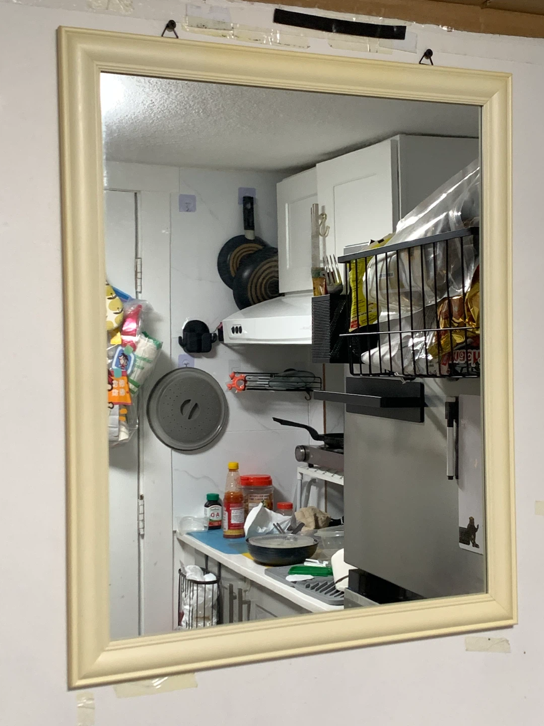 Large cream-framed wall mirror 46x56cm
