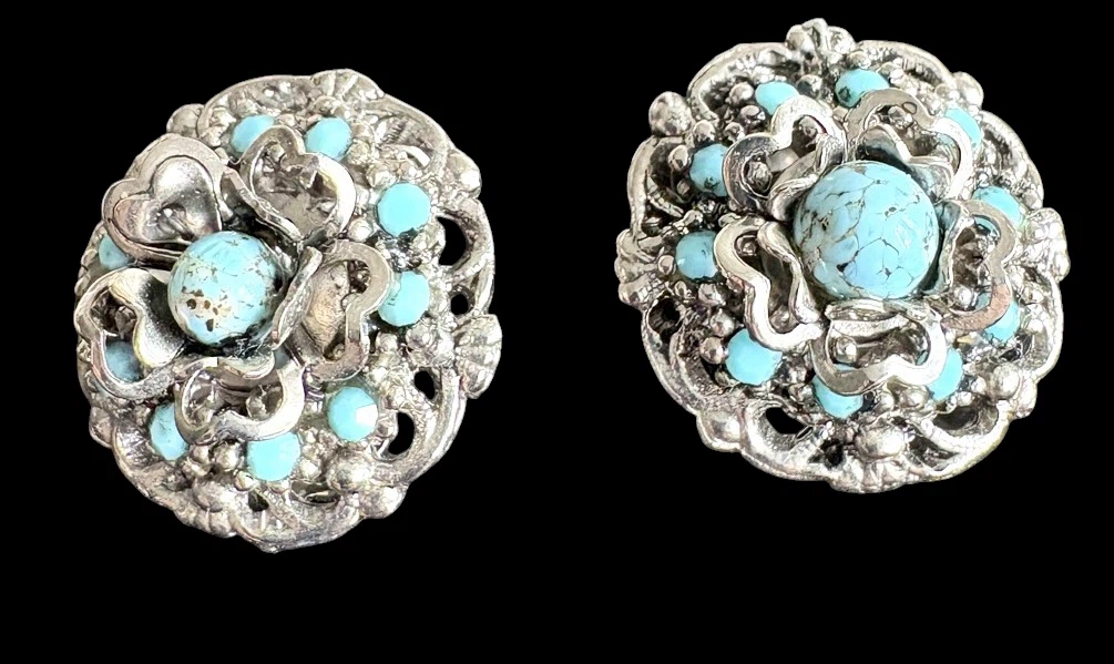 Vintage-style turquoise clip-on earrings - photo 2