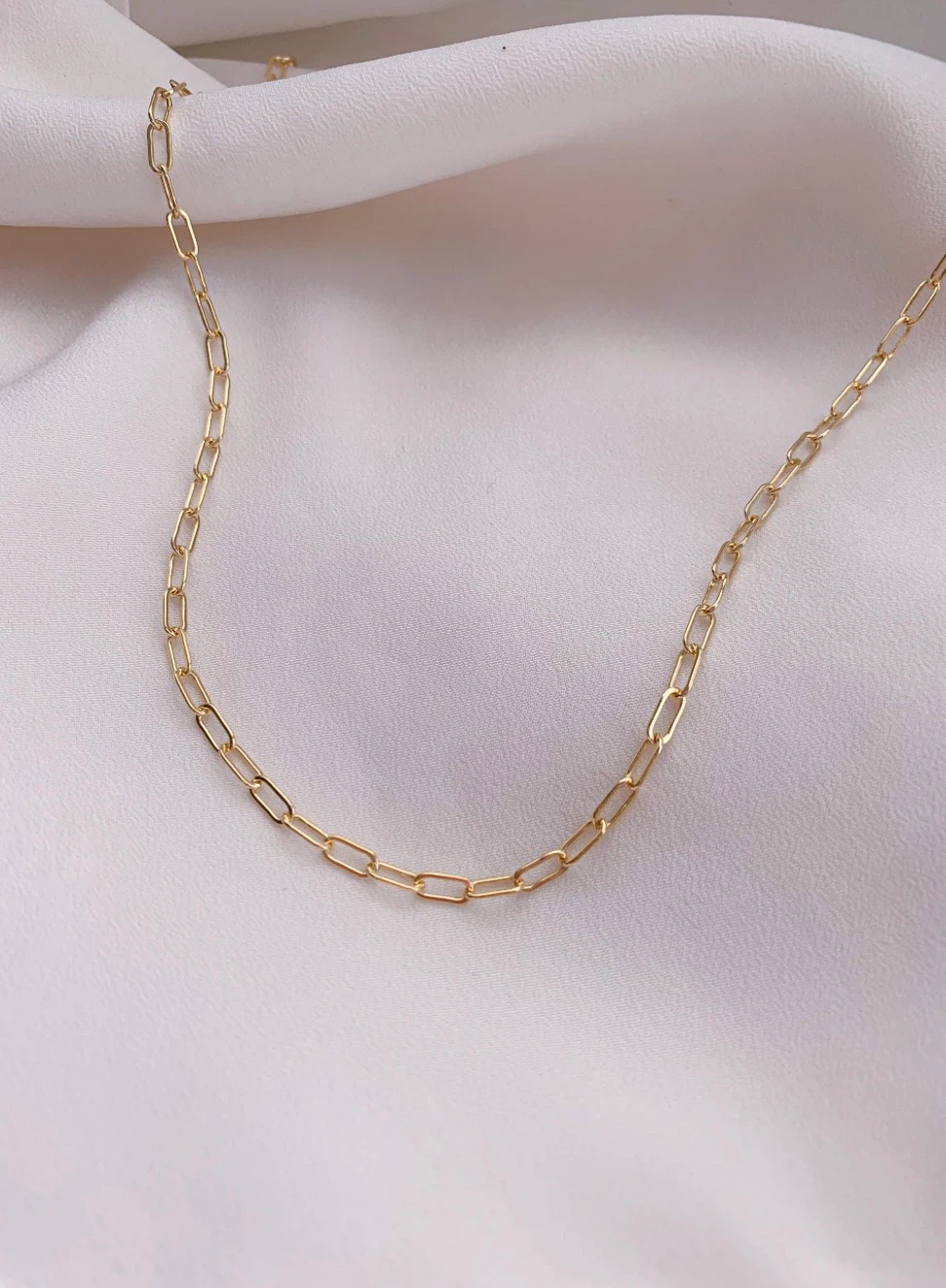 Gold plated paperclip chain necklace