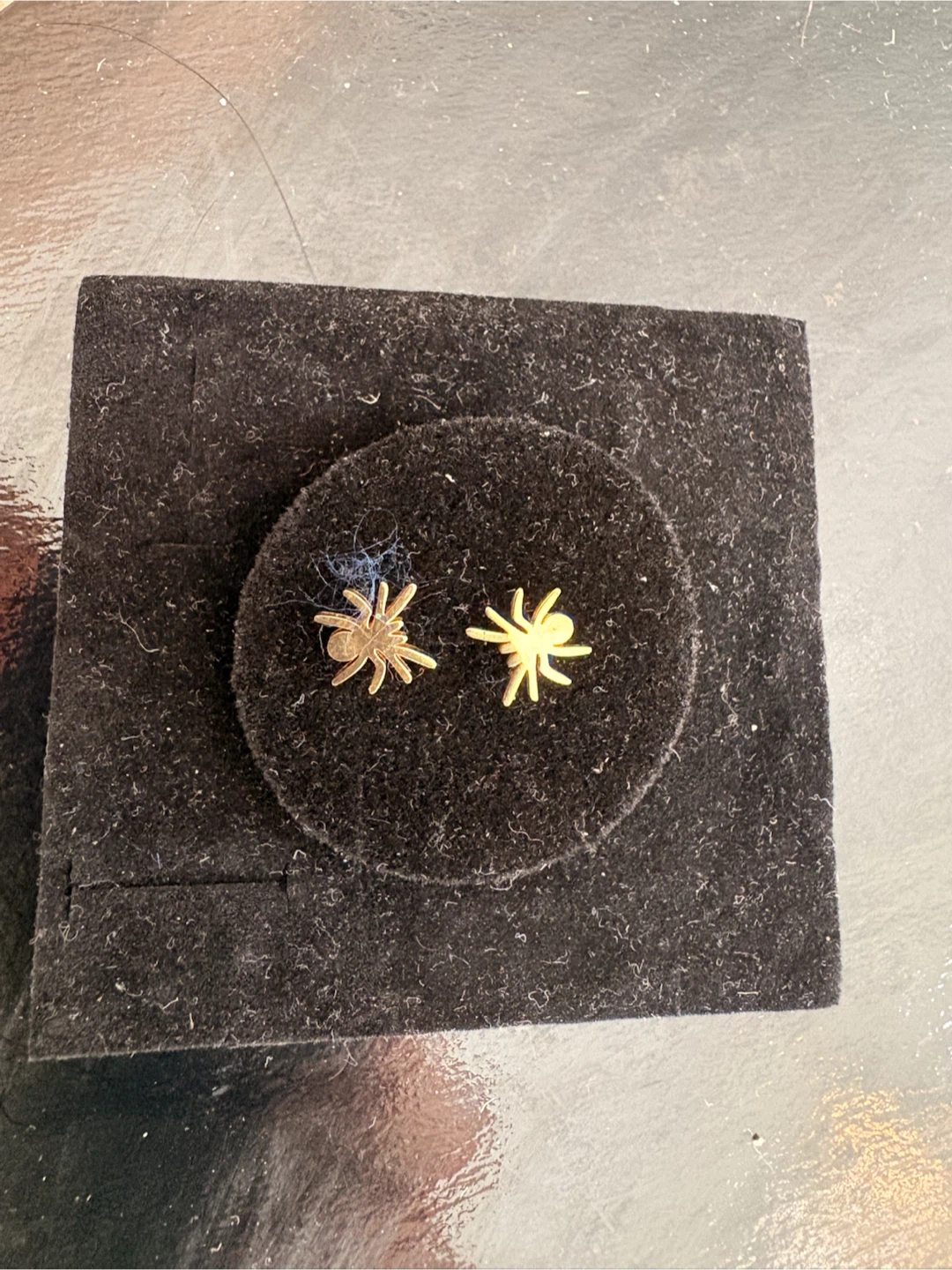 Gold-tone spider stud earrings