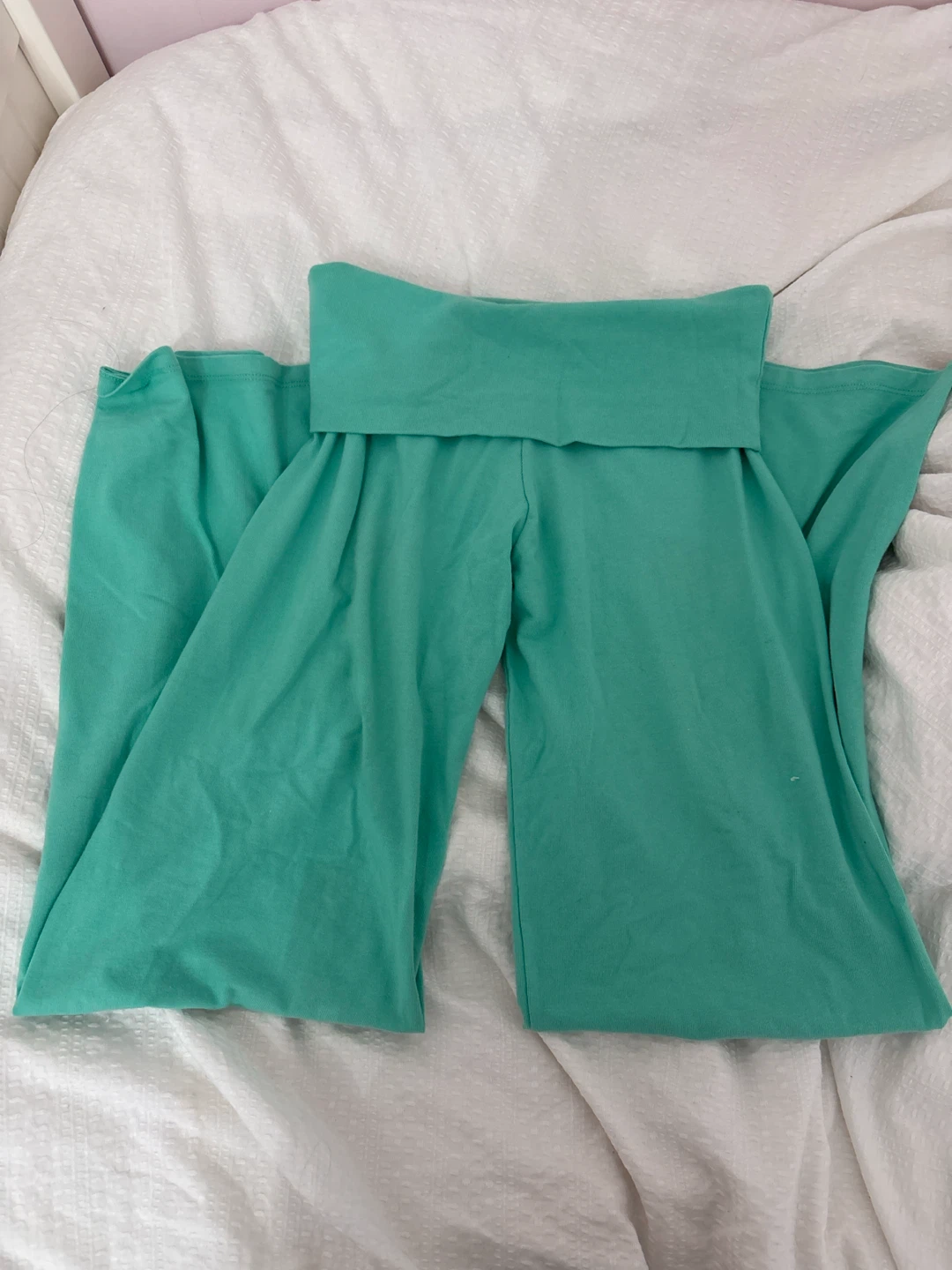 Teal Fold-Over Yoga Pants