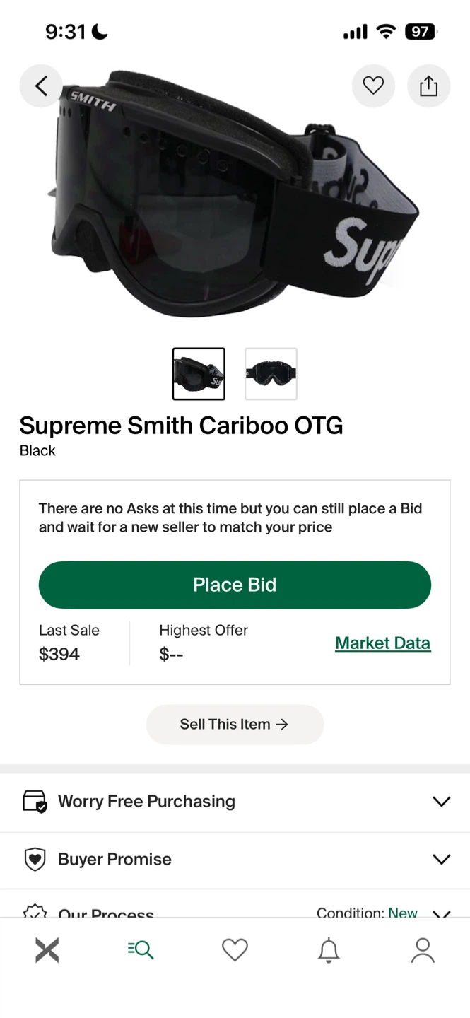 Supreme Smith Cariboo OTG Goggles - Black - photo 3