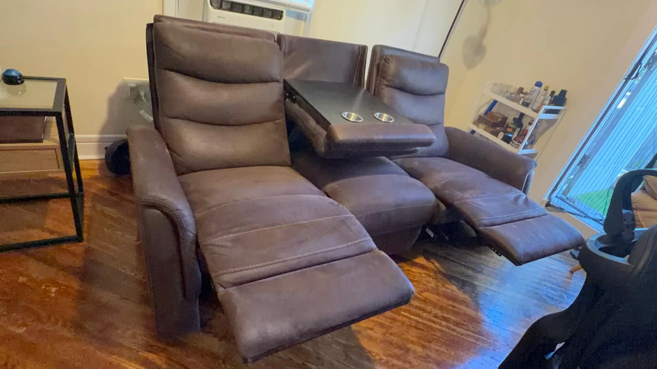Brown Three-Seater Reclining Sofa - photo 3