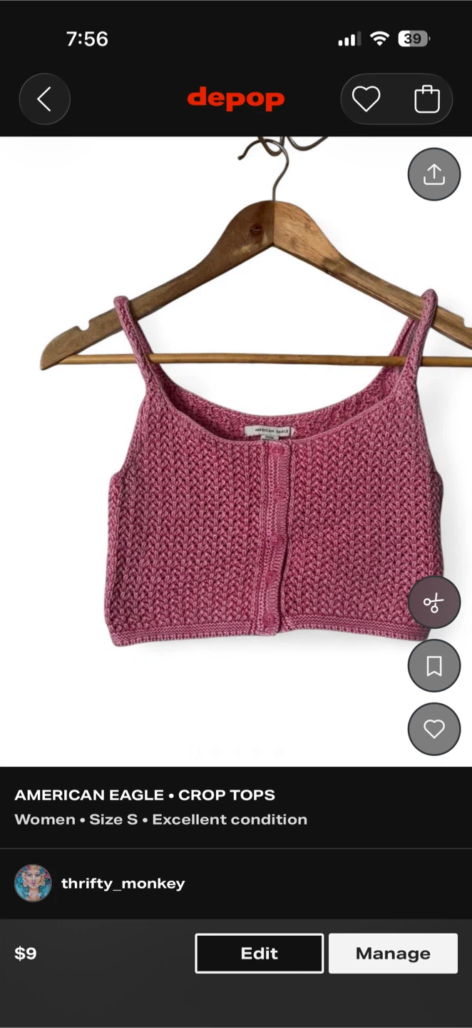 American Eagle Pink Knit Crop Top