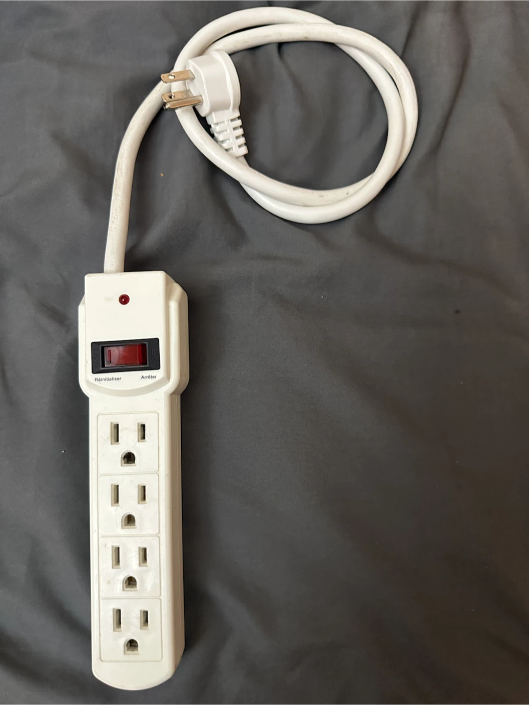 White 4-Outlet Power Bar with Surge Protector