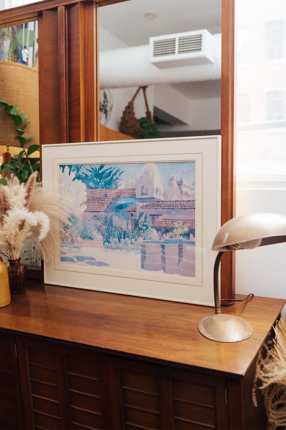 1980s Mediterranean Watercolour Print in Cream Frame - photo 4