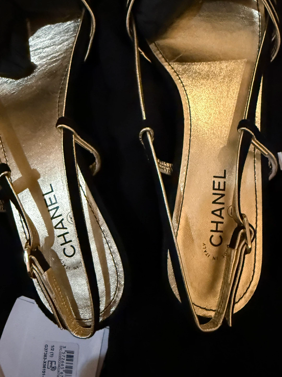 Chanel Black and Gold Sandals - photo 4