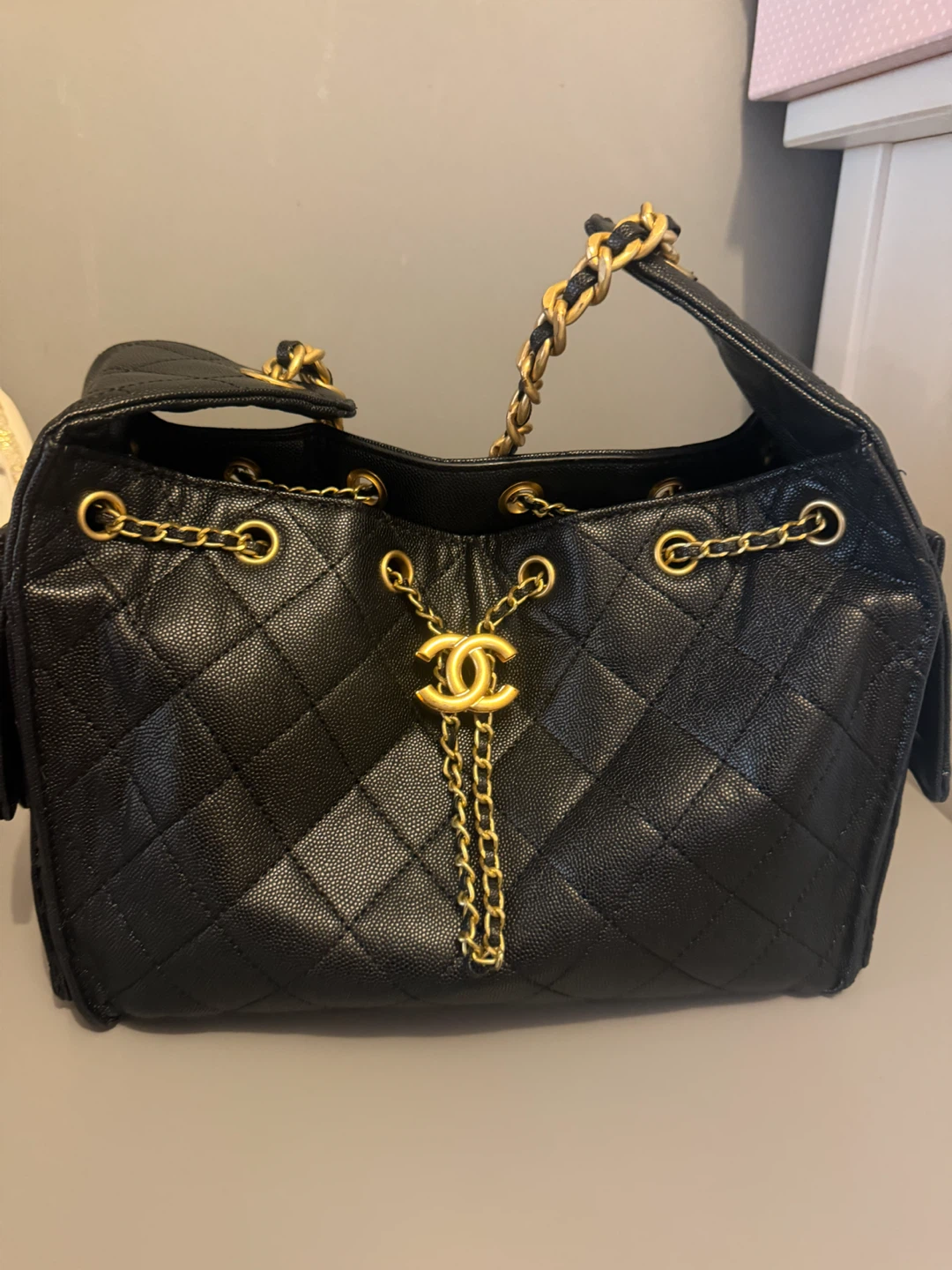 C Quilted Caviar Leather Bag