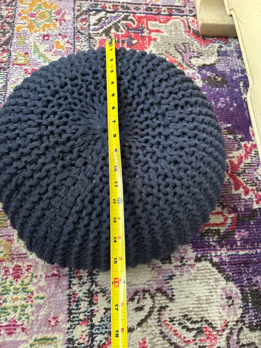 Dark Navy Knit Pouf Footstool - photo 2