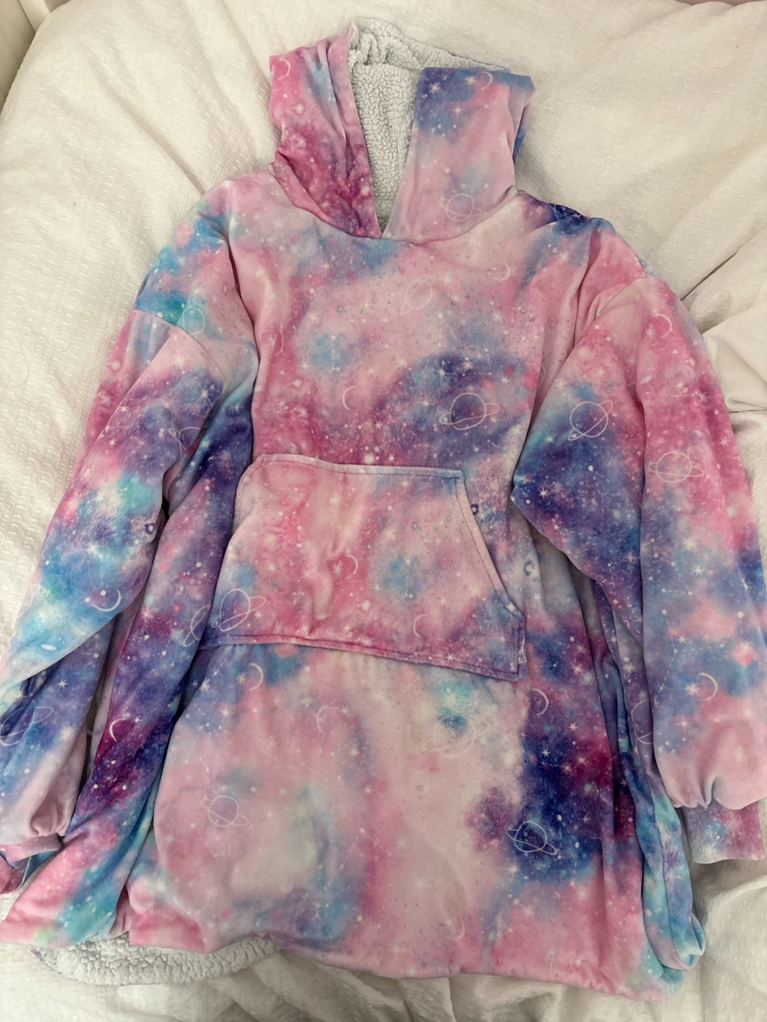 Galaxy Print Sherpa-Lined Hoodie