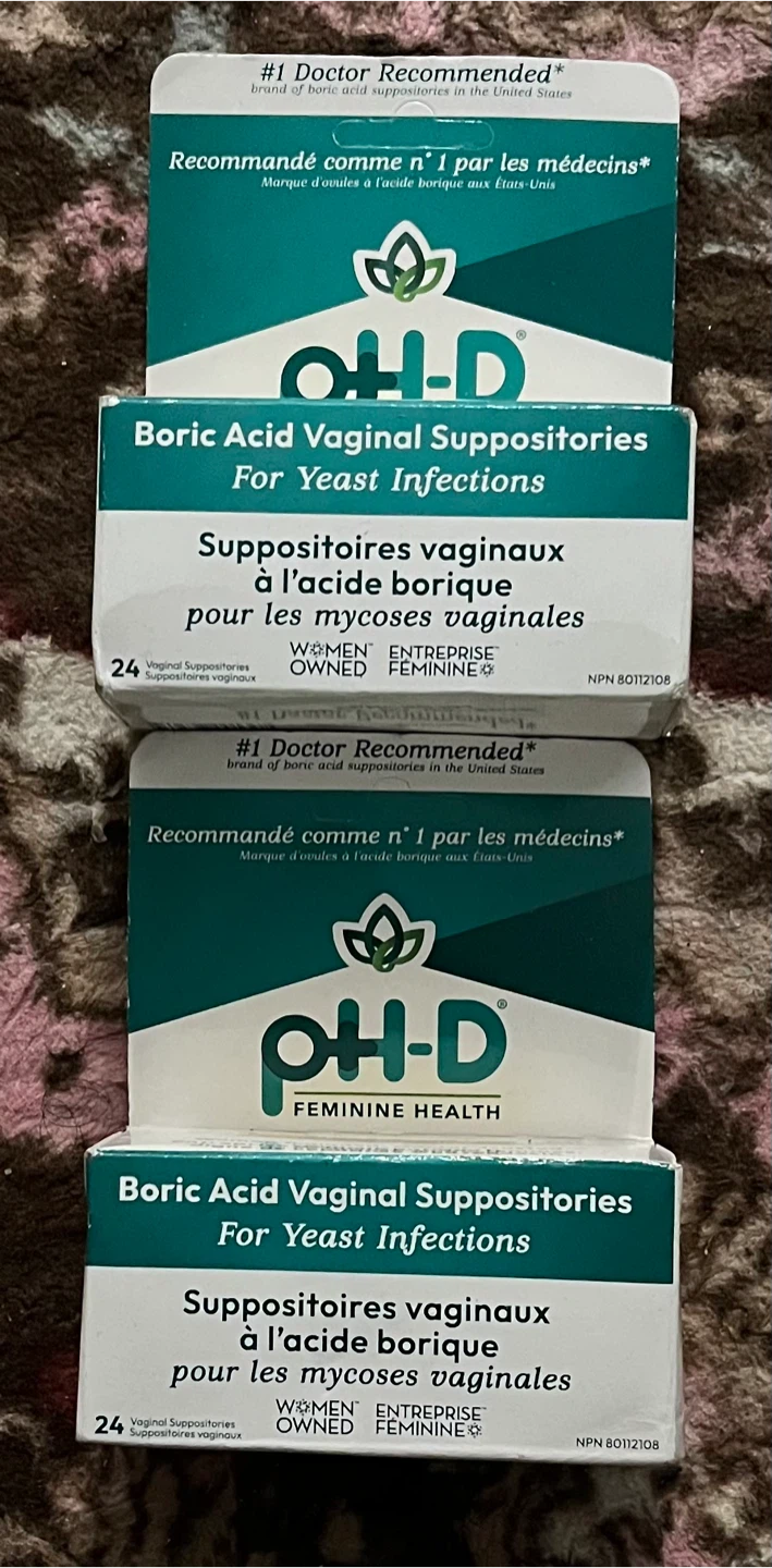2 Boxes pH-D Boric Acid Vaginal Suppositories