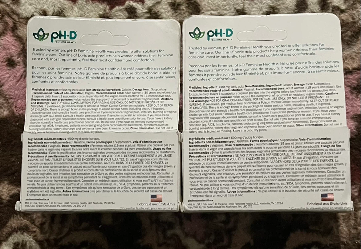 2 Boxes pH-D Boric Acid Vaginal Suppositories - photo 2