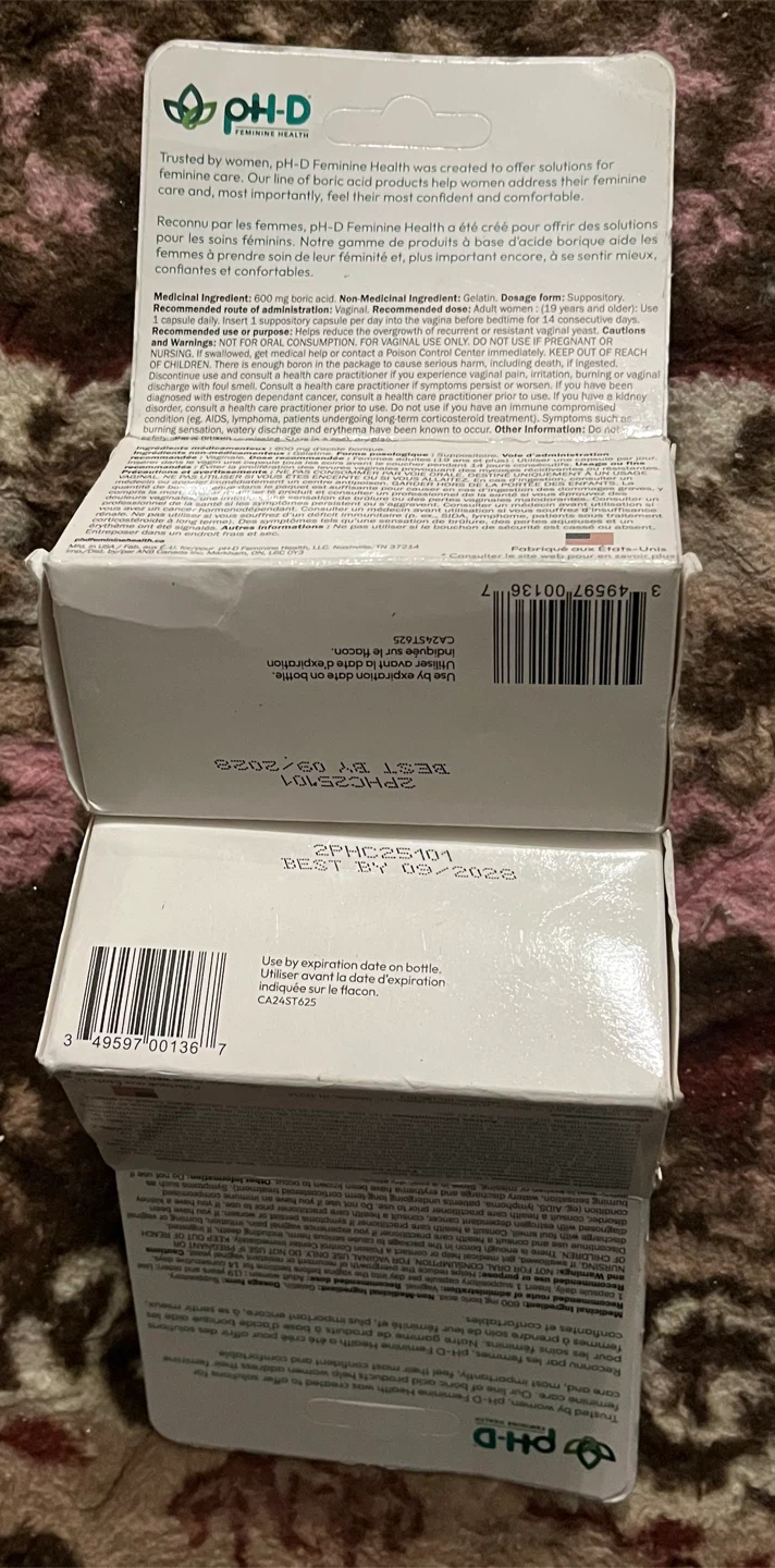 2 Boxes pH-D Boric Acid Vaginal Suppositories - photo 3