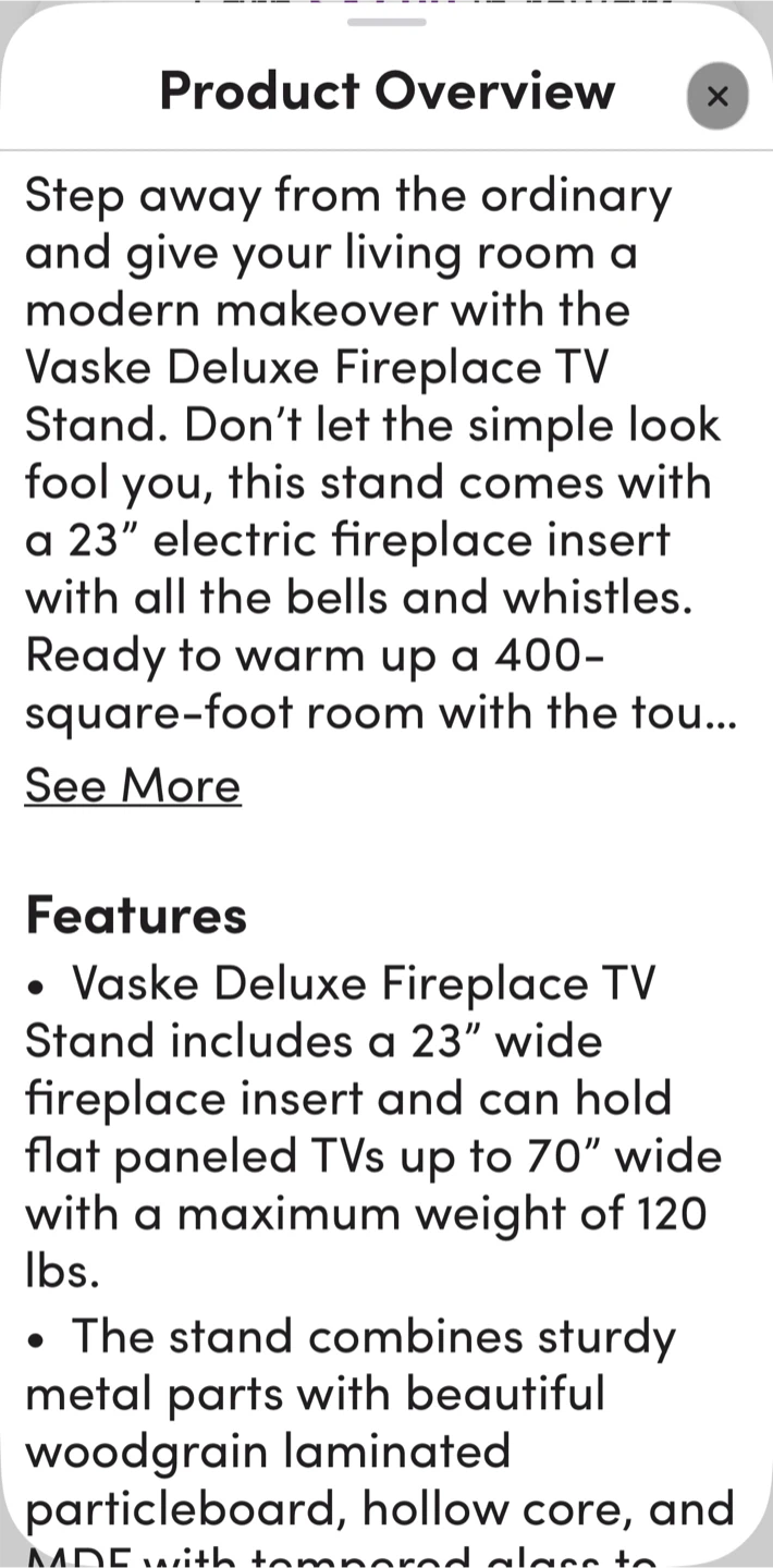 WayFair TV / Fireplace stand - photo 4