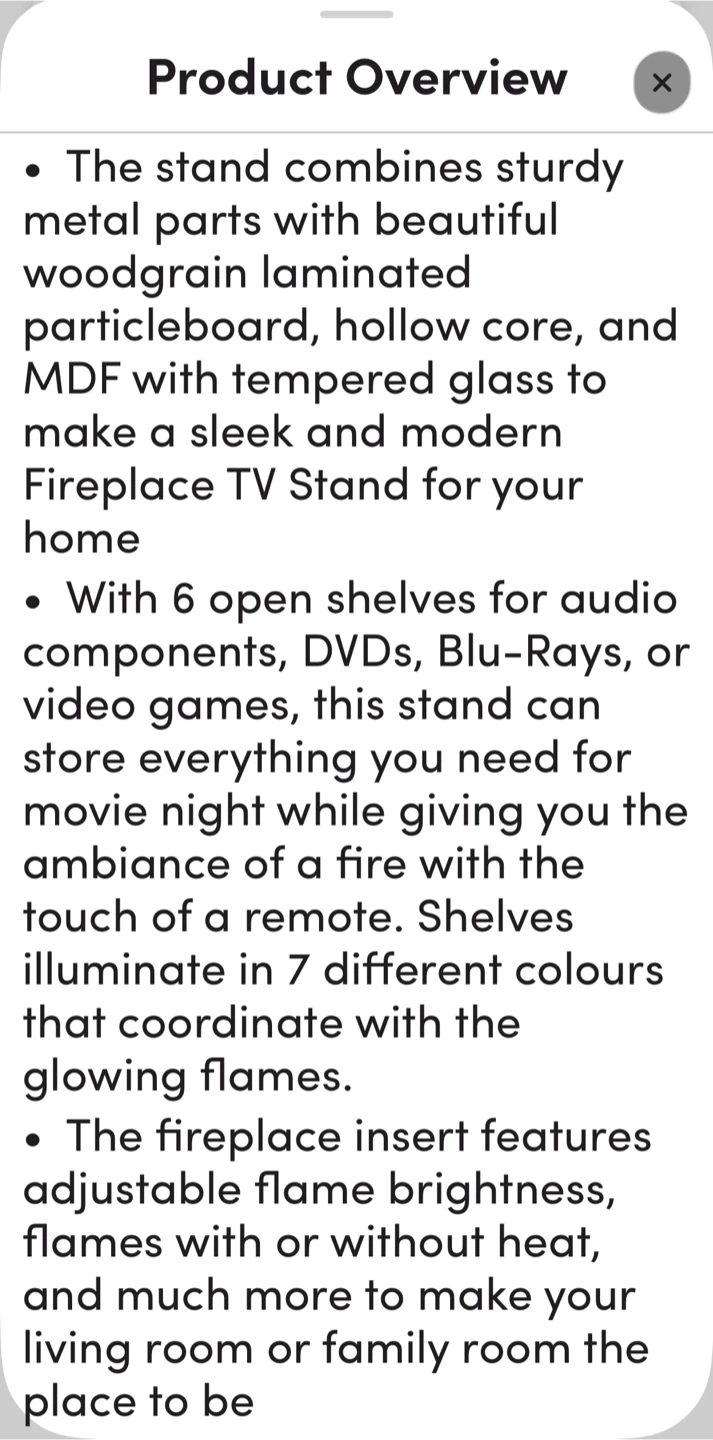 WayFair TV / Fireplace stand - photo 5