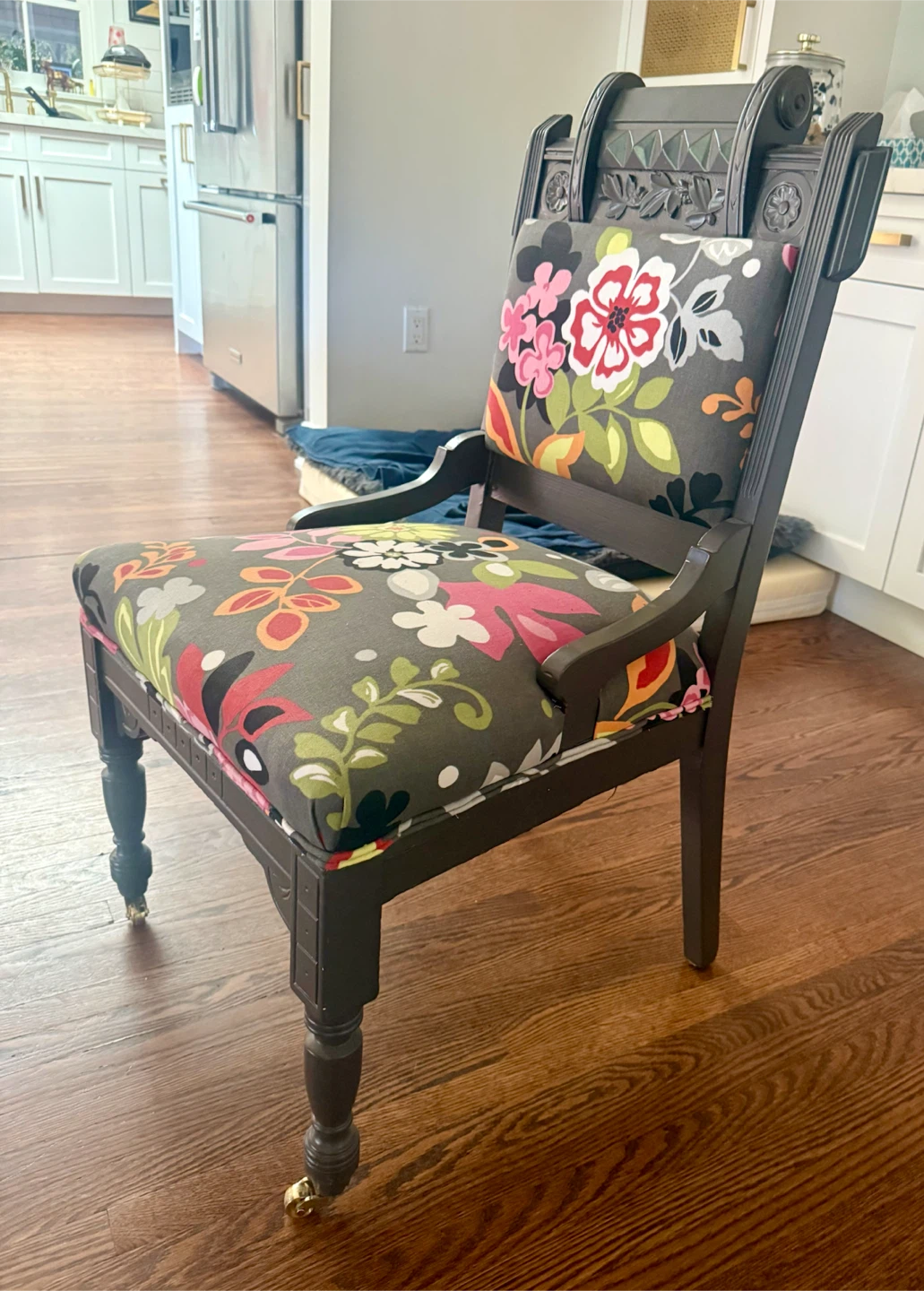 Updated antique chair in bold floral - photo 3