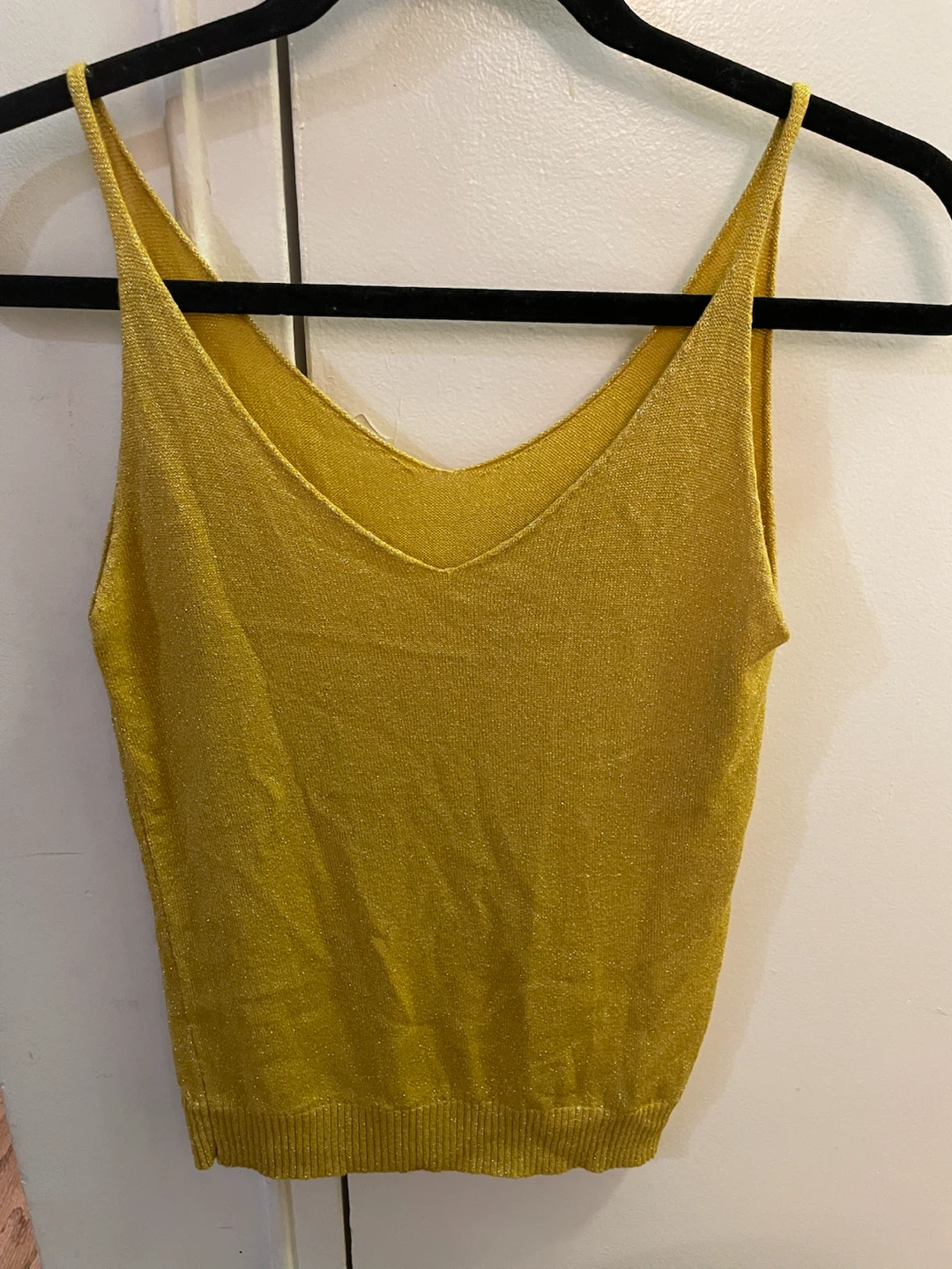 Yellow Metallic Knit Tank Top