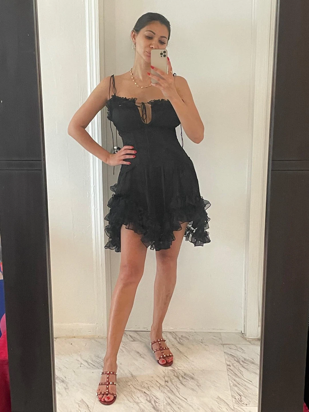 Black Ruffled Mini Dress