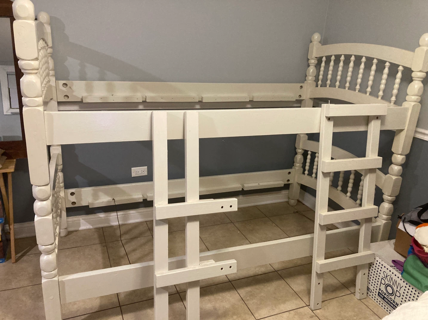 White Spindle Bunk Bed Frame