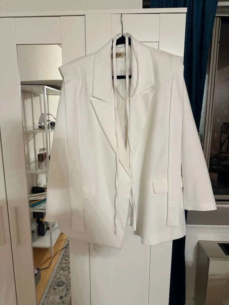 PODIUM White Tie-Waist Blazer - photo 2