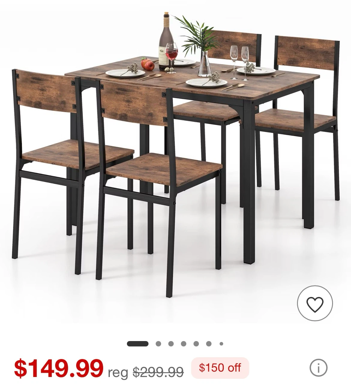 Costway 5-Piece Industrial Dining Table Set - photo 3