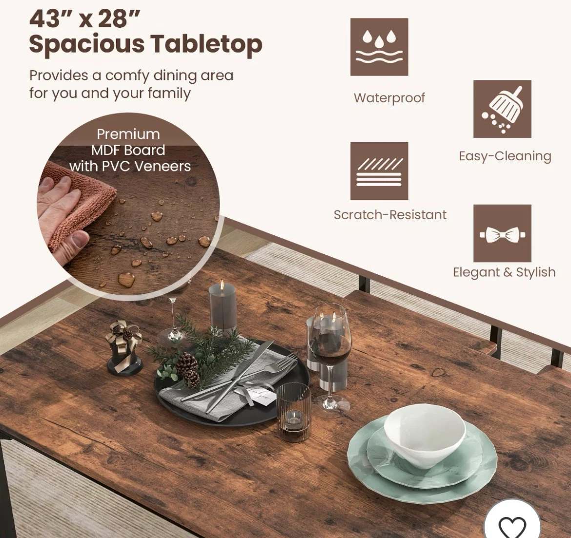 Costway 5-Piece Industrial Dining Table Set - photo 4