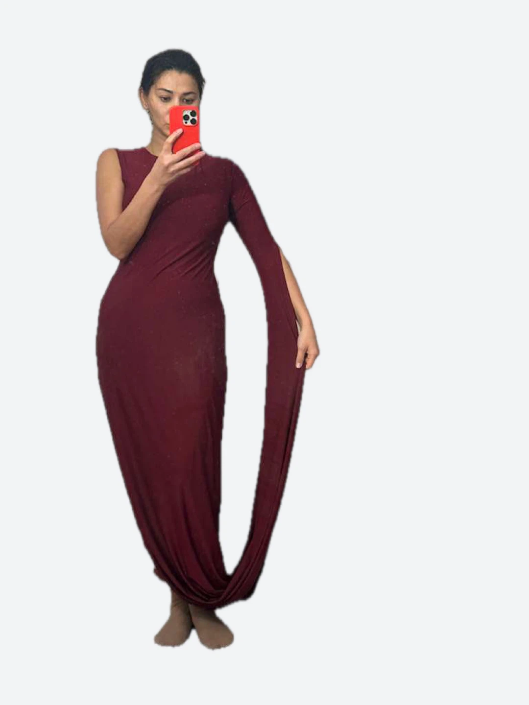 Burgundy Asymmetric Long Dress - photo 2