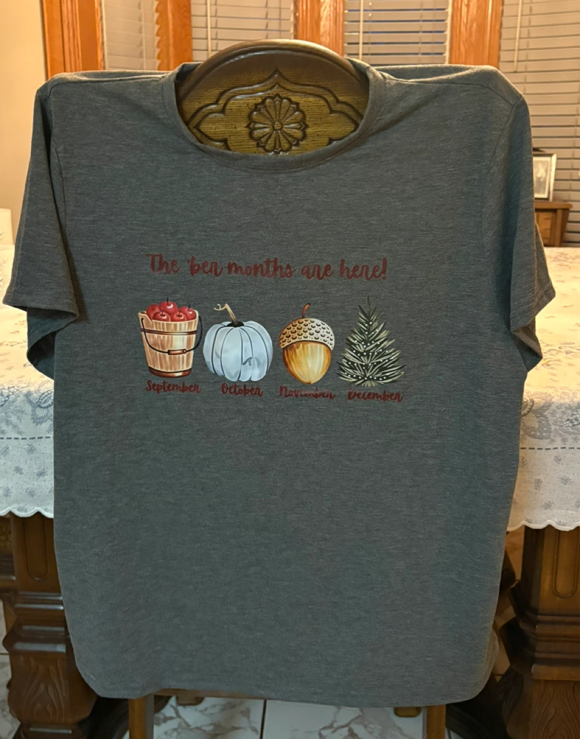 Seasonal Graphic Print T-Shirt Grey 2XL