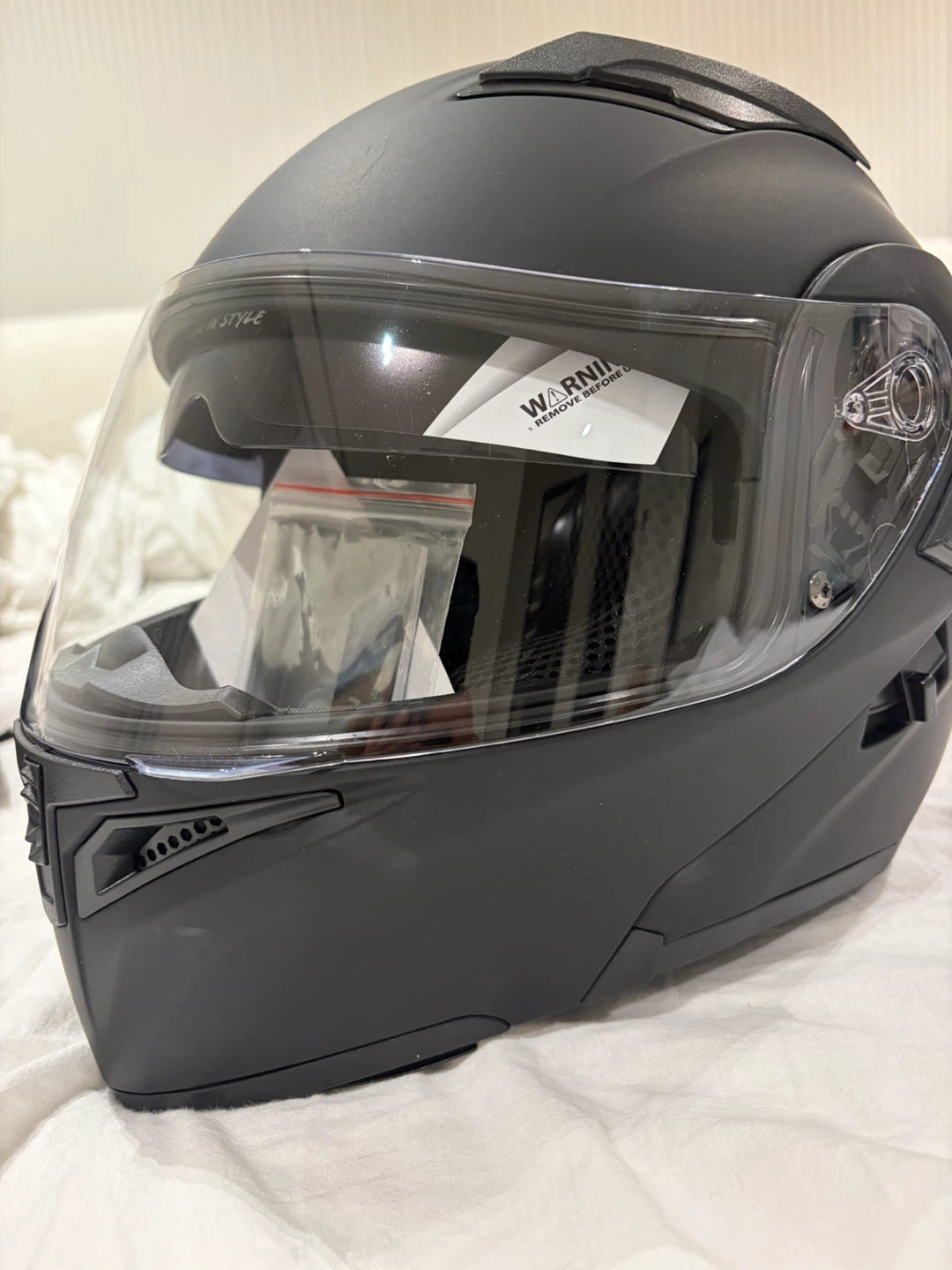 ILM 902 LED Modular Motorcycle Helmet - Matte Black - photo 3