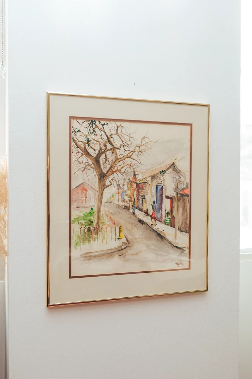 Vintage 1978 Signed Watercolour — Moody Street Scene